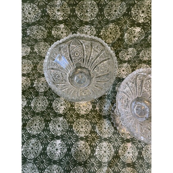 Set Of 2 Antique 1913 Imperial Glass Co EA Pressed Glass Compote Bellaire - Picture 2 of 5